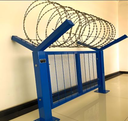 2.4meters High Security Galvanized Anti Climb Clear View Fence Panels With Razor Cut Wire