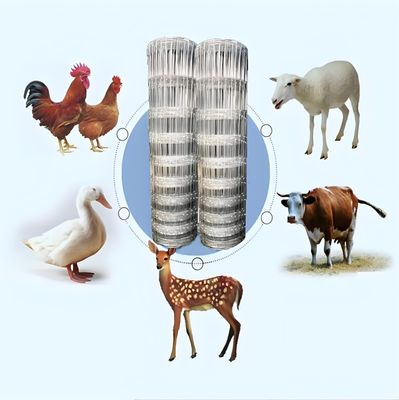 2.0MM उच्च तन्यता शक्ति जस्ती तार खेत मवेशी बाड़ सब्जियों के लिए बगीचे जाल सतह उपचार