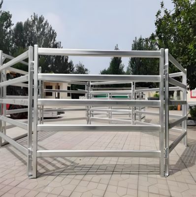 5 Rails Galvanized Oval Tube Metal Cattle Sheep Fence Panel 