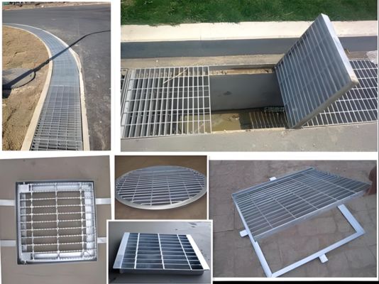 Plain I-Bar Walkway Galvanized  Steel Grating For Trench Steel Drain Grate